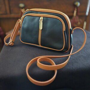 VALENTINA Navy Crossbody Multi Entry Genuine Leather Bag Purse Made In Italy